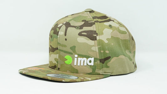 ima Puff Embroidered Snapback Mulitcam Hat